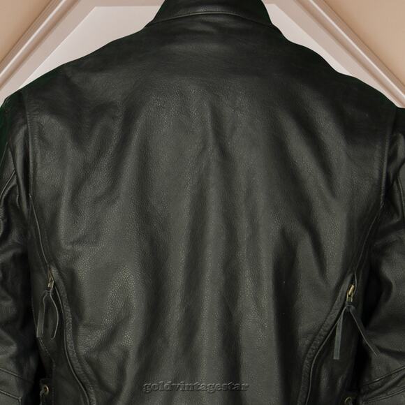 Himalaya Motor Bikewear Black Motorcycle Biker Vented Heavy Leather Jacket XL - Picture 6 of 12